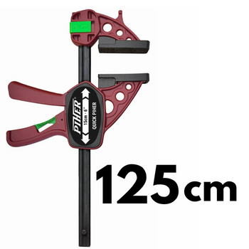 Ścisk stolarski Quick 125cm max. siła nacisku 150kg, ramię 8cm, szyna 19x6,3mm PIHER P52625