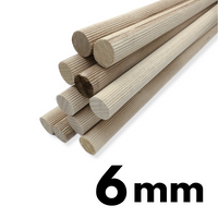 Kołek bukowy ryflowany fi 6mm 1m