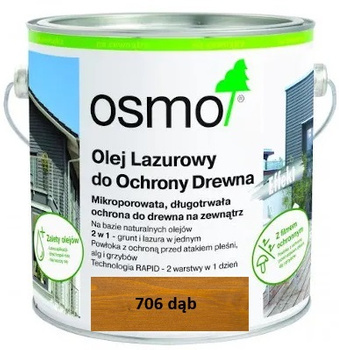 OSMO Lazura olejna do ochrony drewna DĄB 706 0,75L