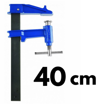 Ścisk stolarski, ślusarski, śrubowy tłokowy F-40cm max. siła nacisku 900kg, ramię 12cm, szyna 35x8mm, rękojeść T, PIHER P04040