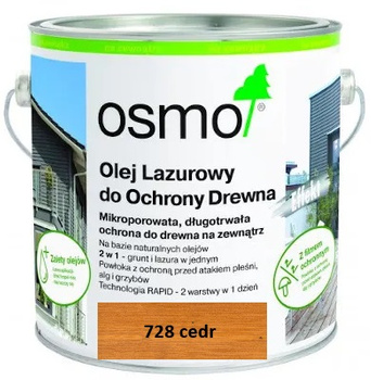 OSMO Olej lazurowy / Lazura olejna do ochrony drewna CEDR 728 0,005L próbka