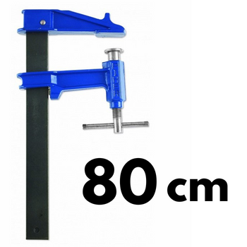 Ścisk stolarski, ślusarski, śrubowy tłokowy F-80cm max. siła nacisku 900kg, ramię 12cm, szyna 35x8mm, rękojeść T, PIHER P04080