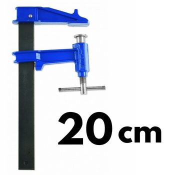 Ścisk stolarski, ślusarski, śrubowy tłokowy F-20cm max. siła nacisku 900kg, ramię 12cm, szyna 35x8mm, rękojeść T, PIHER P04020