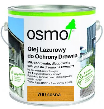 OSMO Lazura olejna do ochrony drewna SOSNA 700 2,5L