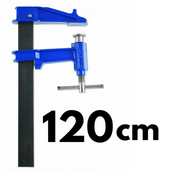 Ścisk stolarski, ślusarski, śrubowy tłokowy F-120cm max. siła nacisku 900kg, ramię 12cm, szyna 35x8mm, rękojeść T, PIHER P04120