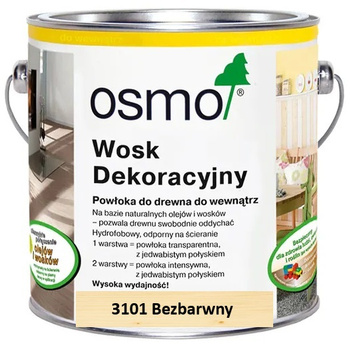 OSMO Wosk dekoracyjny transparentny BEZBARWNY 3101 0,005L próbka