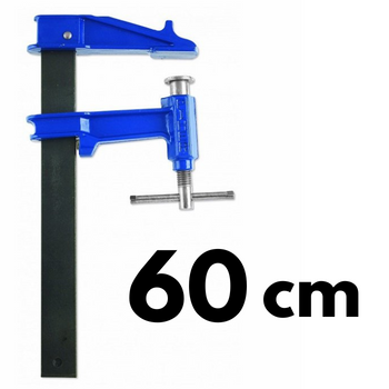 Ścisk stolarski, ślusarski, śrubowy tłokowy F-60cm max. siła nacisku 900kg, ramię 12cm, szyna 35x8mm, rękojeść T, PIHER P04060