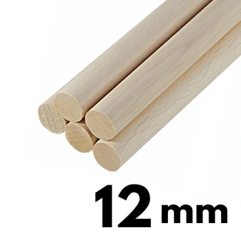 Kołek bukowy gładki fi 12mm ok. 1m