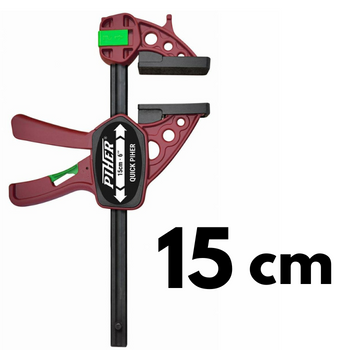 Ścisk stolarski Quick 15cm max. siła nacisku 150kg, ramię 8cm, szyna 19x6,3mm PIHER P52615