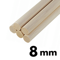 Kołek bukowy gładki fi 8mm ok. 1m