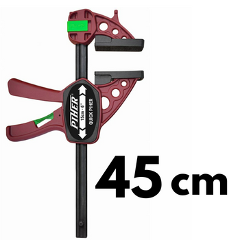 Ścisk stolarski Quick 45cm max. siła nacisku 150kg, ramię 8cm, szyna 19x6,3mm PIHER P52645