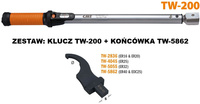 Zestaw TW-200 Klucz dynamometryczny 1/2"20-200Nm + końcówka TW-5862 CMT CNC