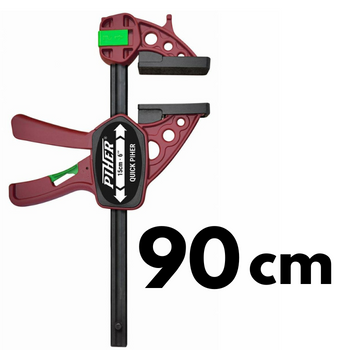 Ścisk stolarski Quick 90cm max. siła nacisku 150kg, ramię 8cm, szyna 19x6,3mm PIHER P52690