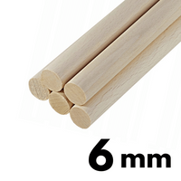 Kołek bukowy gładki fi 6mm ok. 1m