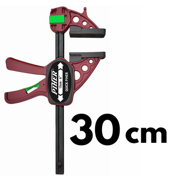 Ścisk stolarski Quick 30cm max. siła nacisku 150kg, ramię 8cm, szyna 19x6,3mm PIHER P52630